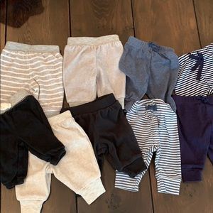 Lot of 9 pairs newborn baby boy pants